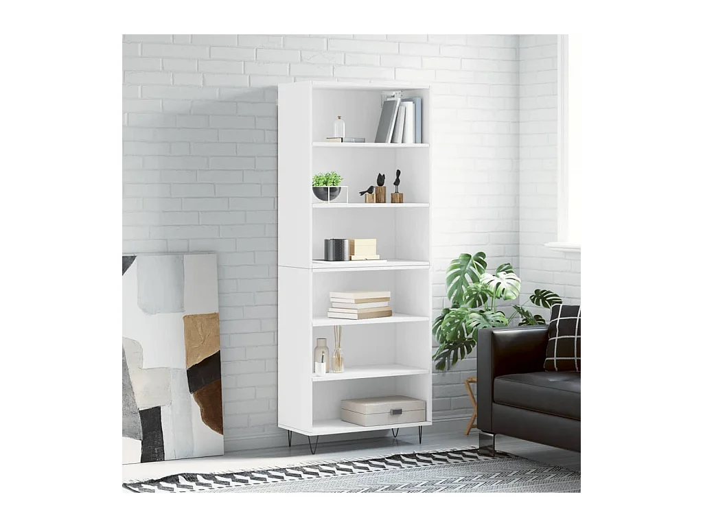 Highboard Weiß 69,5x32,5x180 cm Holzwerkstoff