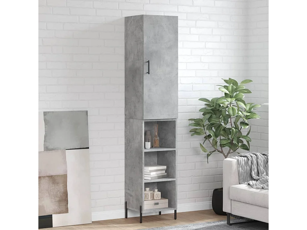 Highboard Betongrau 34,5x34x180 cm Holzwerkstoff