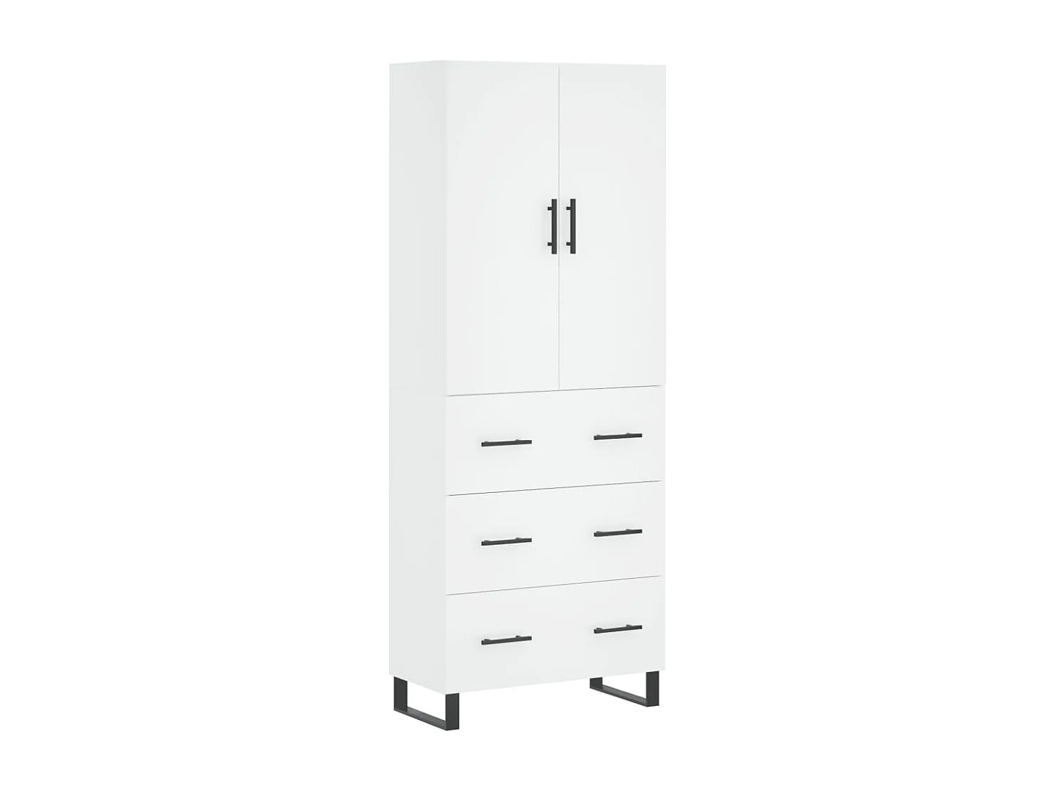 Wysoki bufet biały 69,5x34x180 cm z drewna inżynieryjnego