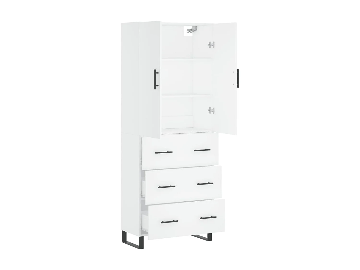 Wysoki bufet biały 69,5x34x180 cm z drewna inżynieryjnego