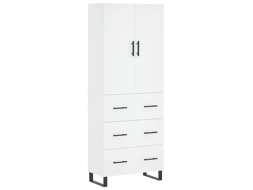 Wysoki bufet biały 69,5x34x180 cm z drewna inżynieryjnego
