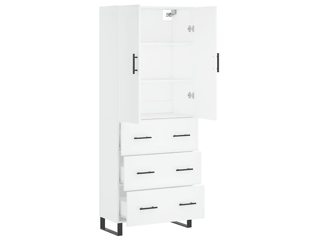 Wysoki bufet biały 69,5x34x180 cm z drewna inżynieryjnego