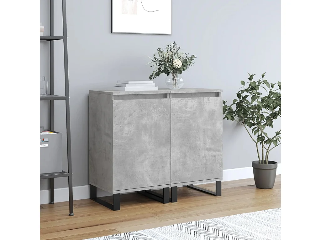 Buffets 2 pcs gris béton 40x35x70 cm bois d'ingénierie