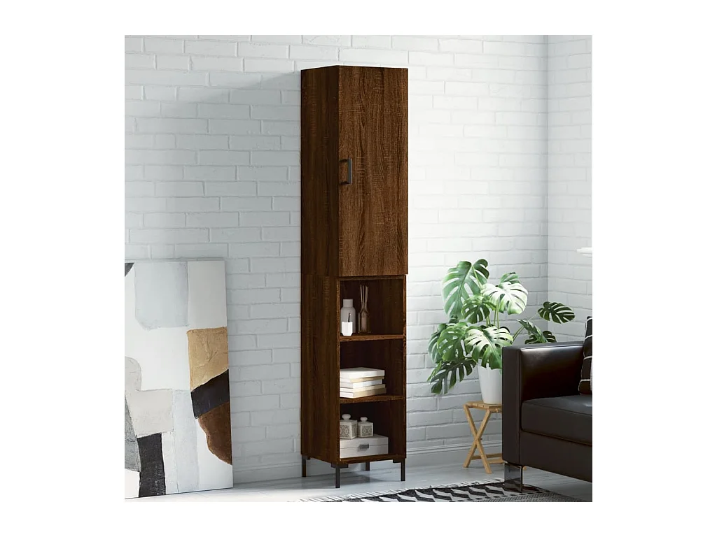 Buffet haut Chêne marron 34,5x34x180 cm Bois d'ingénierie