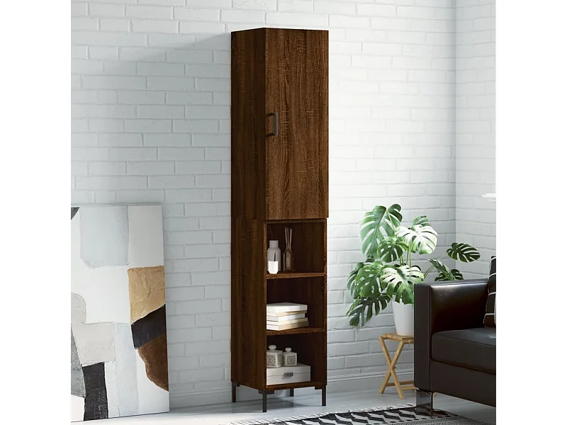 Credenza Rovere Marrone 34,5x34x180 cm in Legno Multistrato