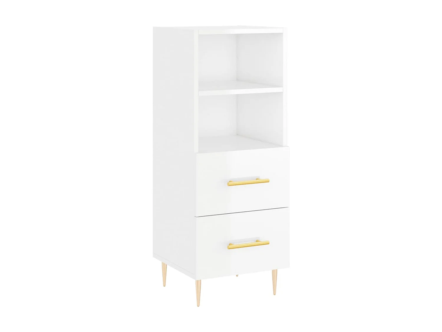 Buffet Blanc brillant 34,5x34x90 cm Bois d'ingénierie