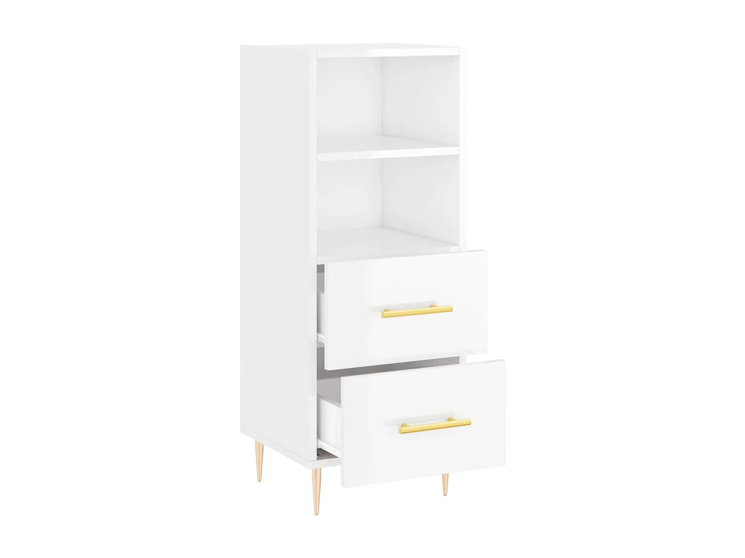 Buffet Blanc brillant 34,5x34x90 cm Bois d'ingénierie