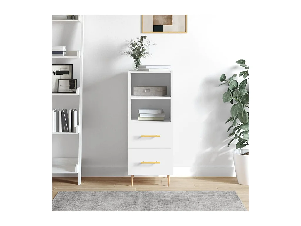 Buffet Blanc brillant 34,5x34x90 cm Bois d'ingénierie