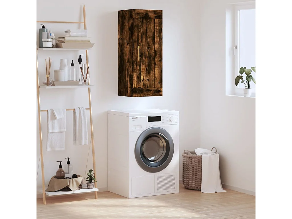 Armoire murale chêne fumé 34,5x34x90 cm bois d'ingénierie