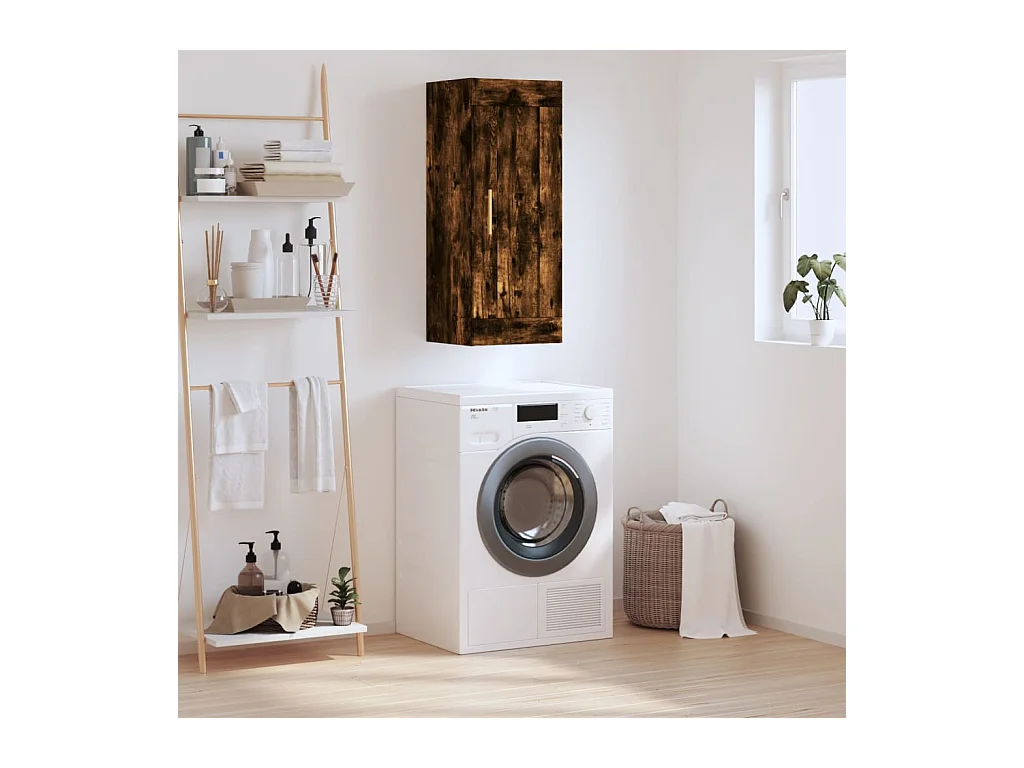 Armoire murale chêne fumé 34,5x34x90 cm bois d'ingénierie