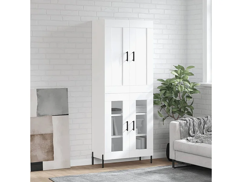 Buffet haut Blanc 69,5x34x180 cm Bois d'ingénierie