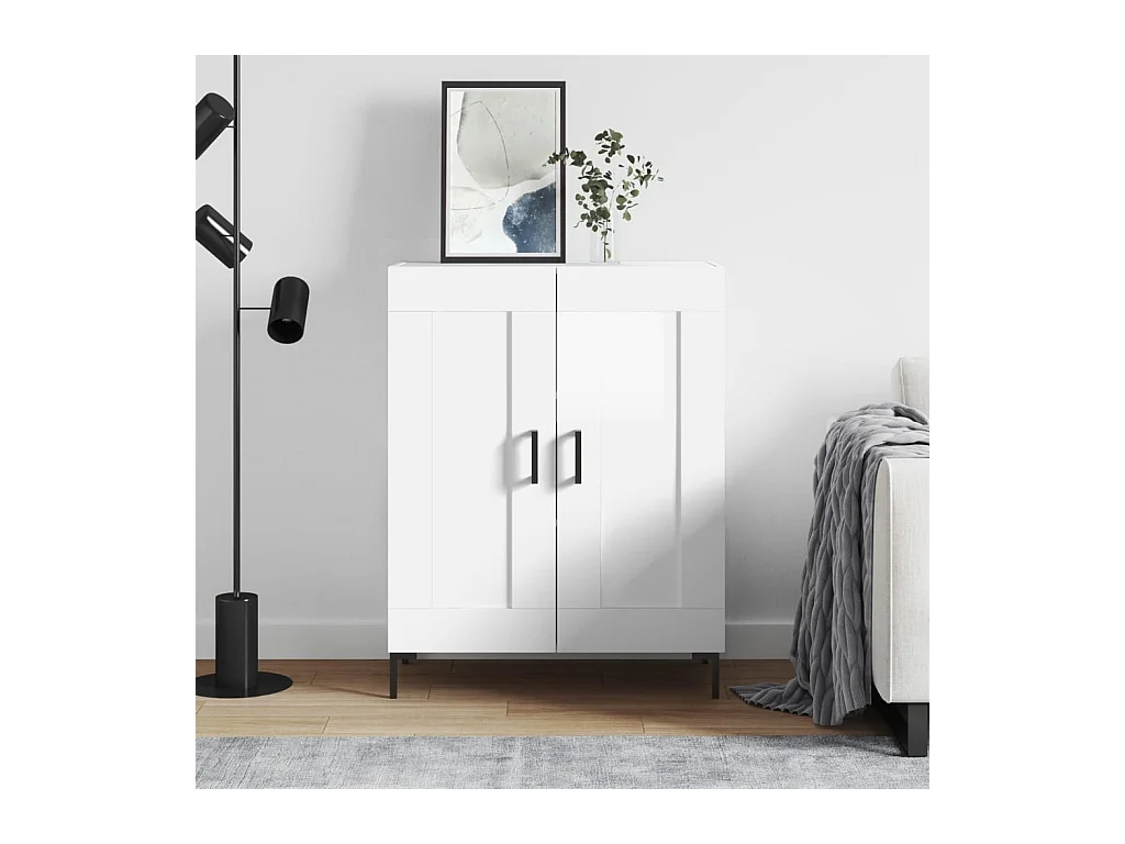 Buffet Blanc brillant 69,5x34x90 cm Bois d'ingénierie