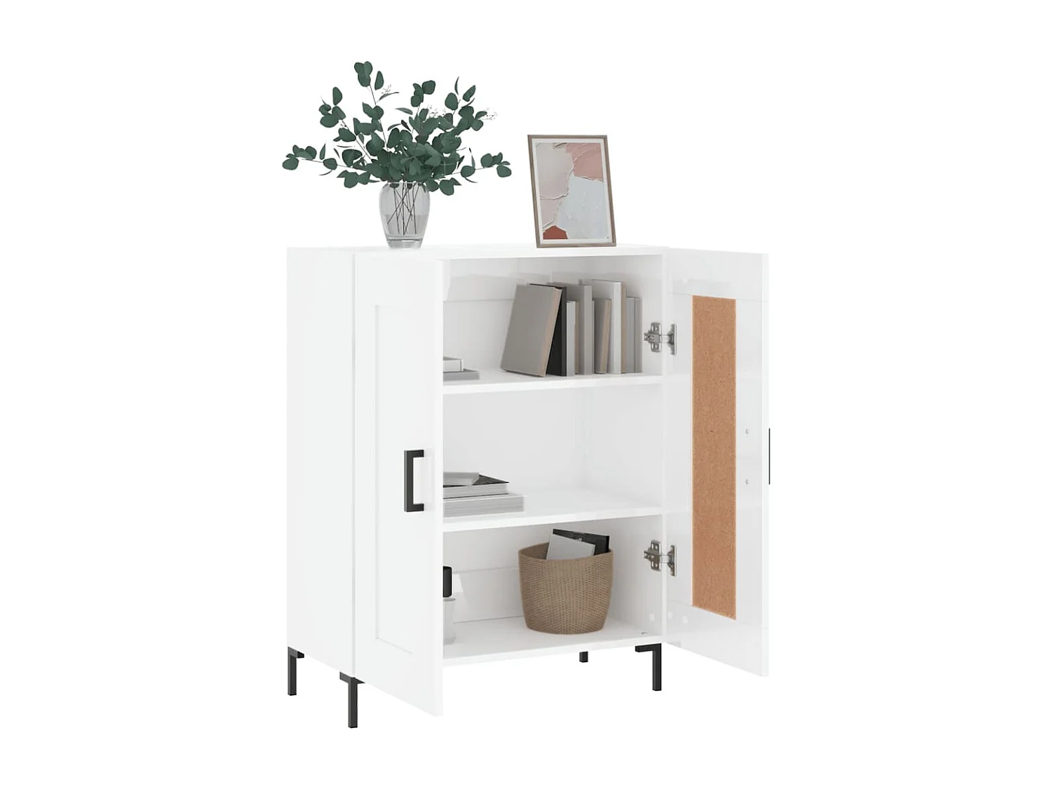 Credenza 69,5x34x90 cm in Legno Multistrato Bianco Lucido