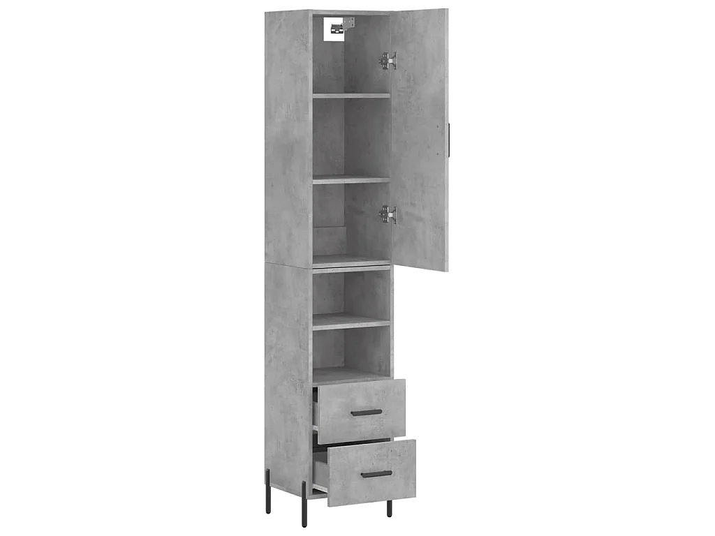 Buffet haut Gris béton 34,5x34x180 cm Bois d'ingénierie