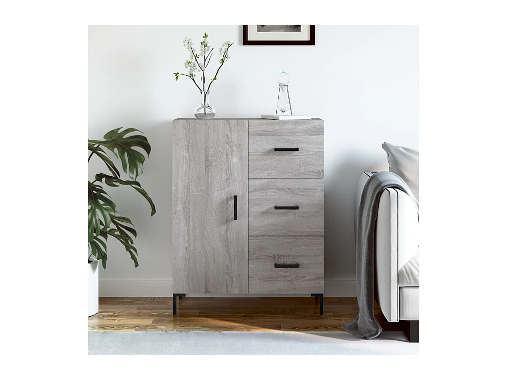 Dressoir 69,5x34x90 cm bewerkt hout grijs sonoma eikenkleurig