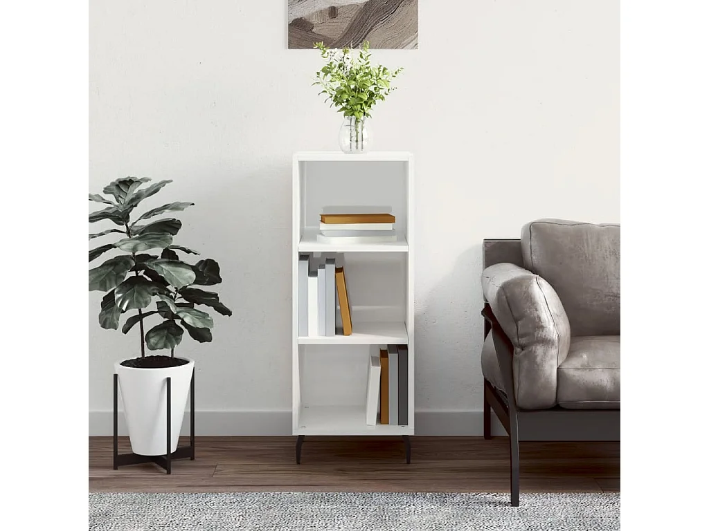 Buffet blanc brillant 34,5x32,5x90 cm bois d'ingénierie