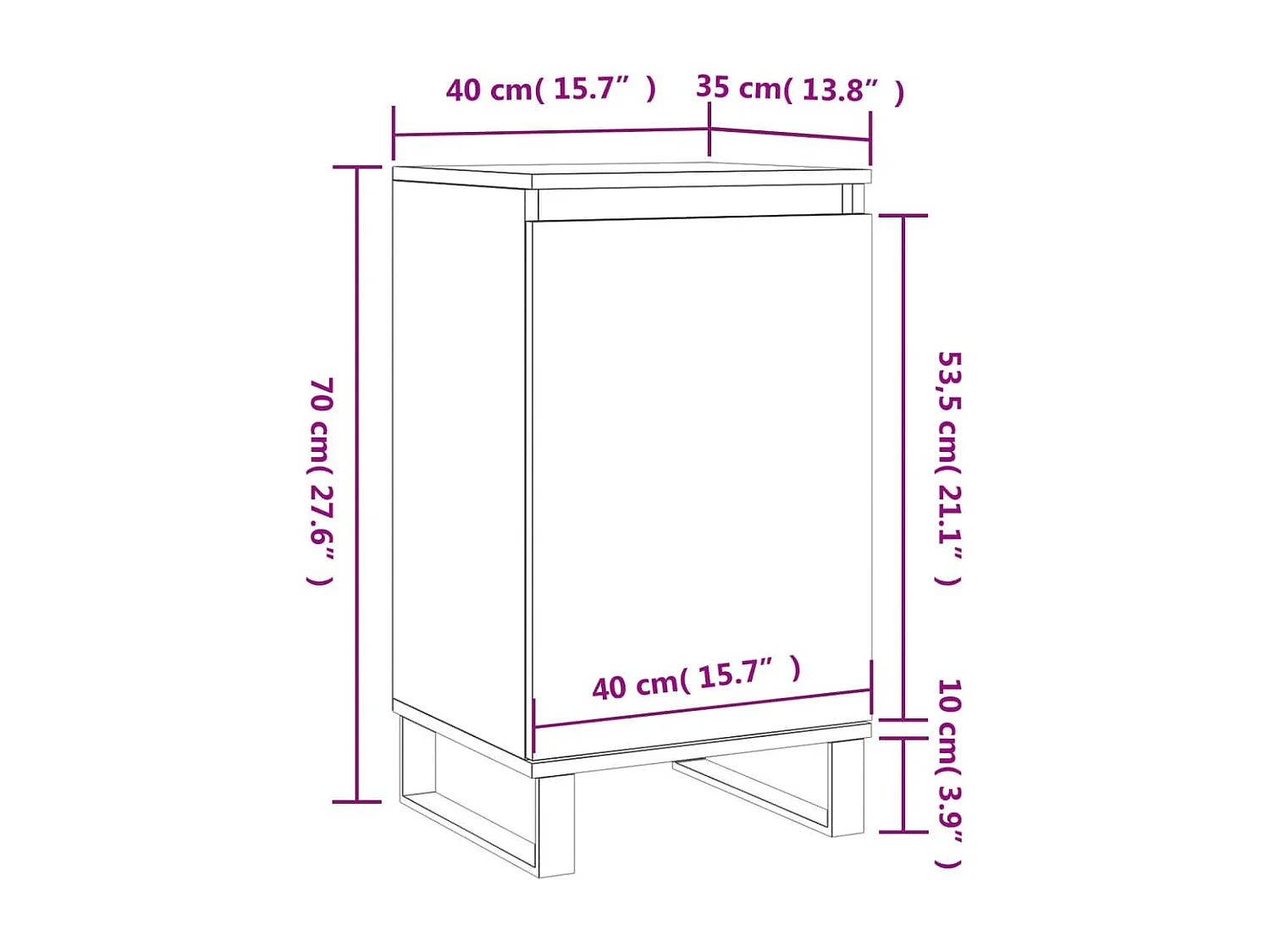 Dressoir 40x35x70 cm bewerkt hout betongrijs