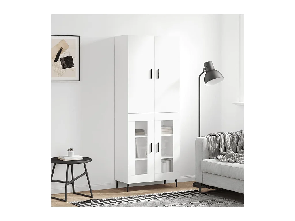 Buffet haut Blanc 69,5x34x180 cm Bois d'ingénierie