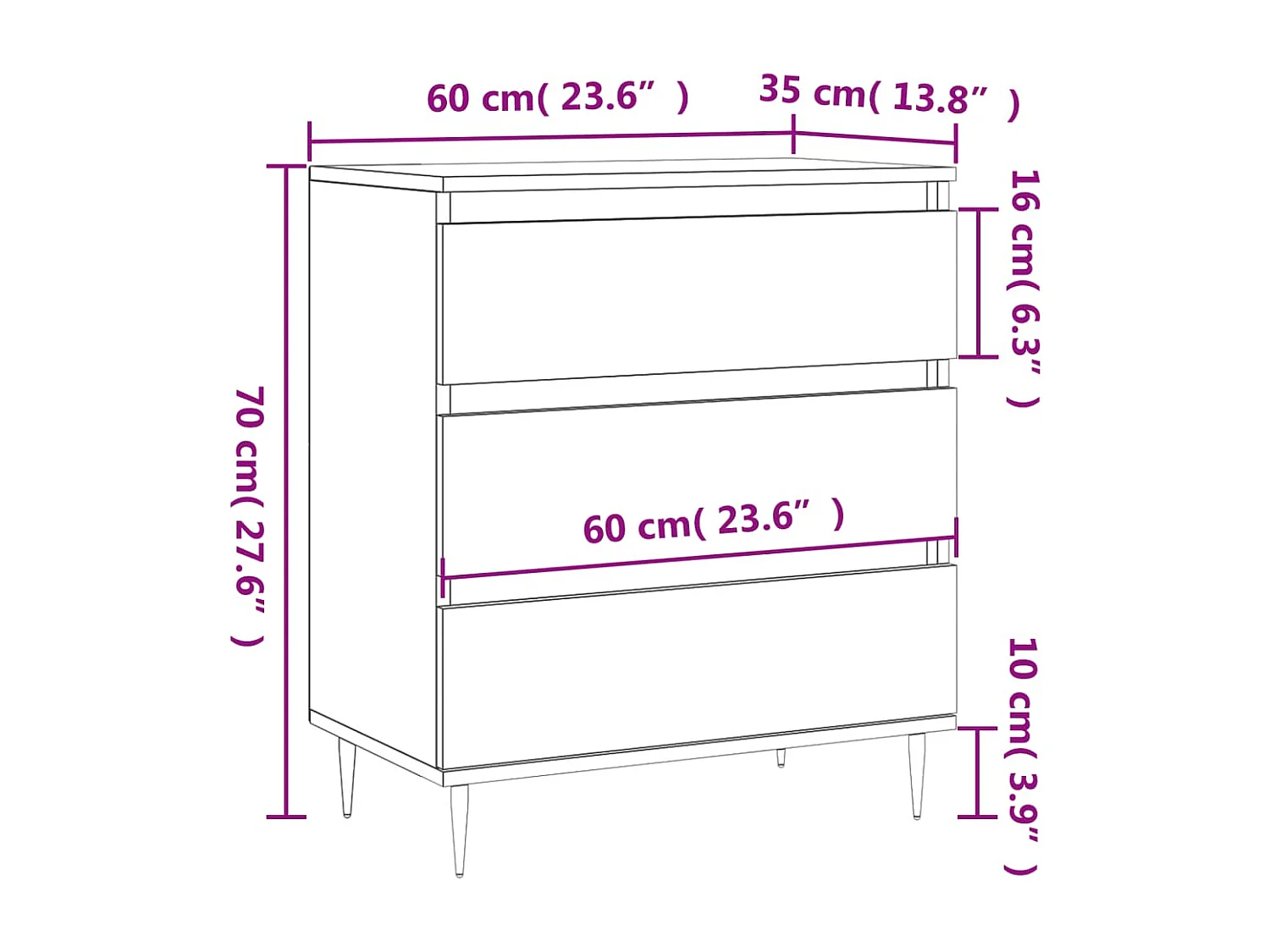 Buffet Sonoma gris 60x35x70 cm Bois d'ingénierie