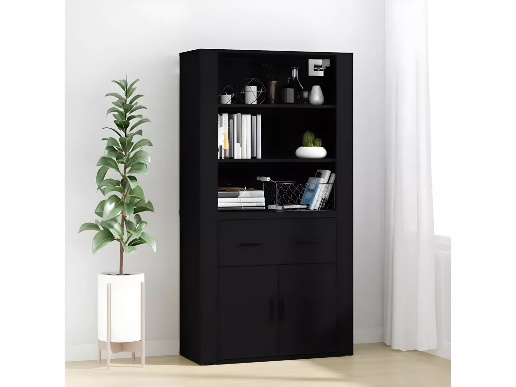 Kauf Unique Highboard Schwarz Holzwerkstoff