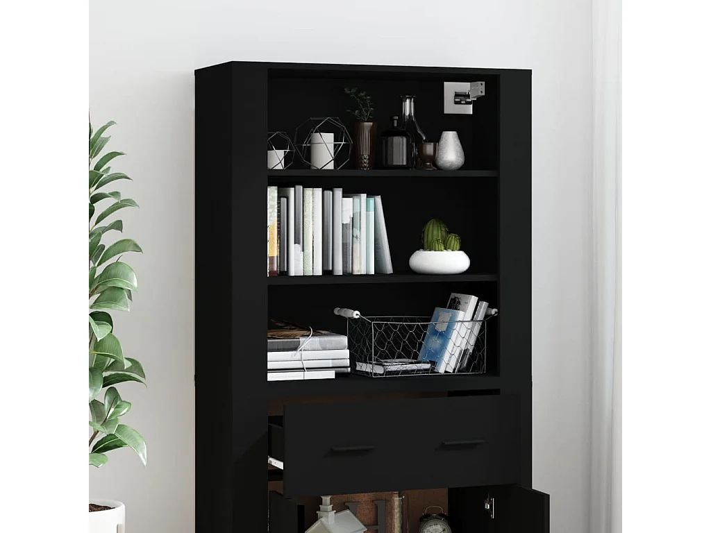 Buffet haut Noir Bois d'ingénierie