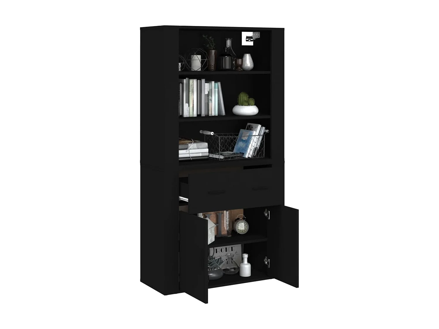 Buffet haut Noir Bois d'ingénierie