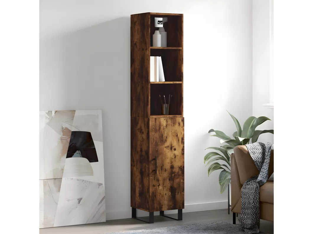 Kauf Unique Highboard Räuchereiche 34,5x34x180 cm Holzwerkstoff