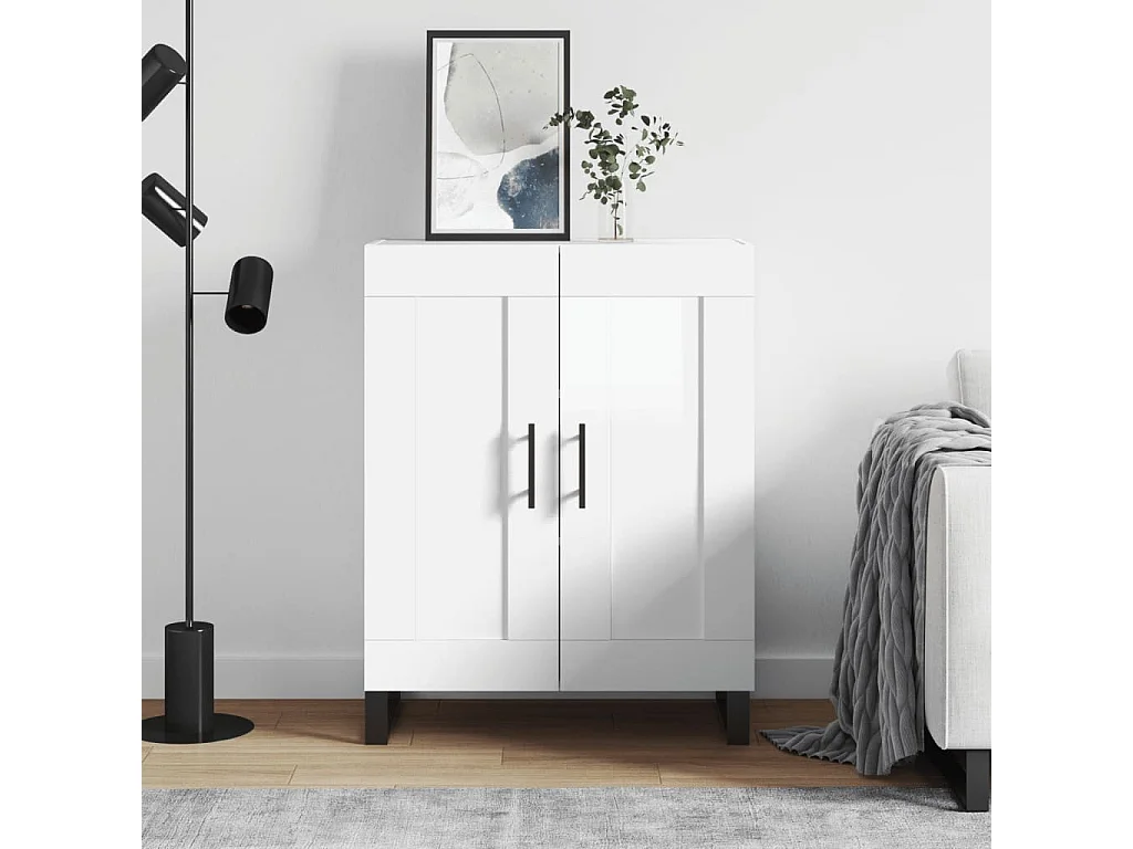 Credenza 69,5x34x90 cm in Legno Multistrato Bianco Lucido