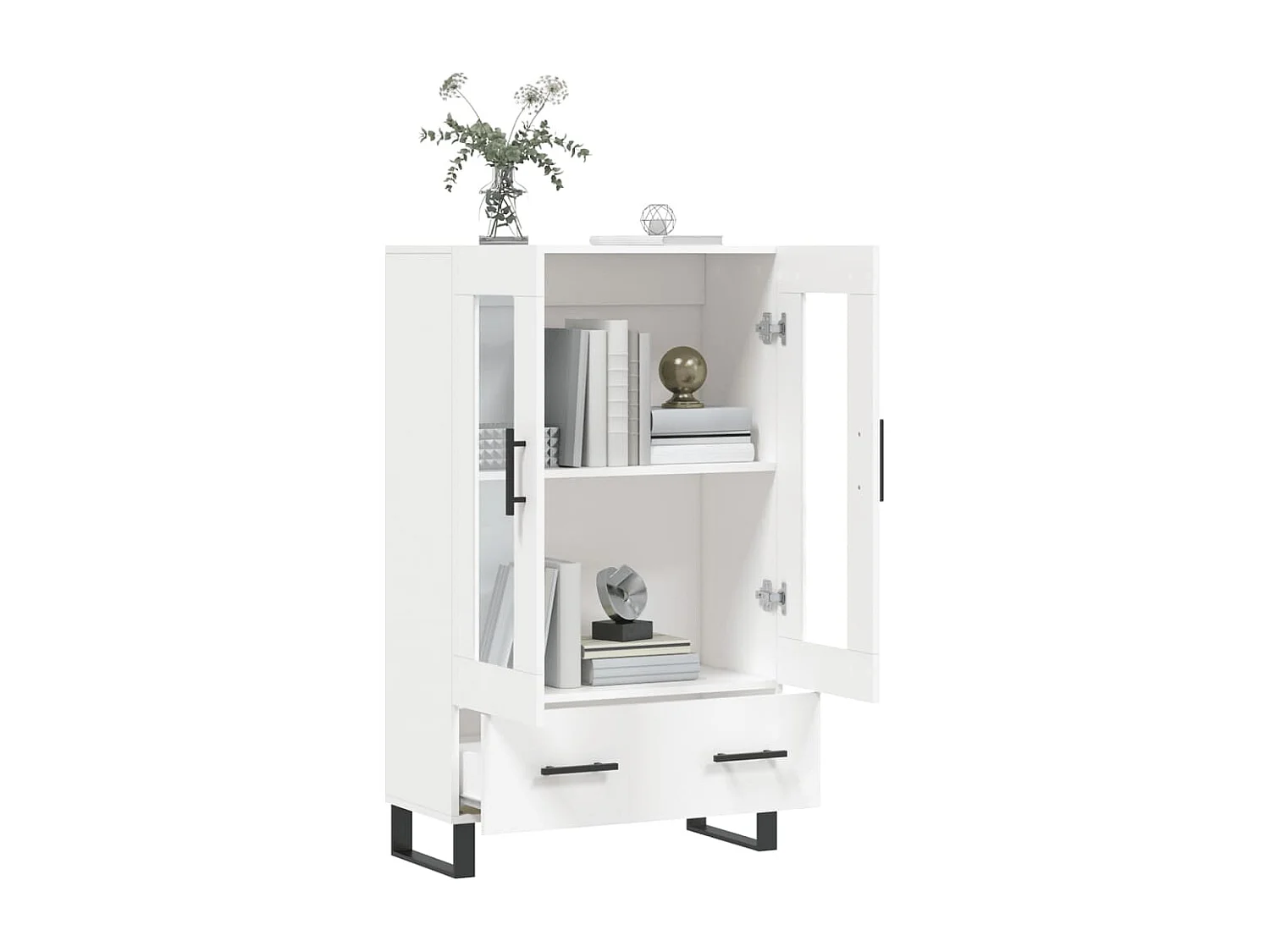 Hoge kast 69,5x31x115 cm bewerkt hout wit