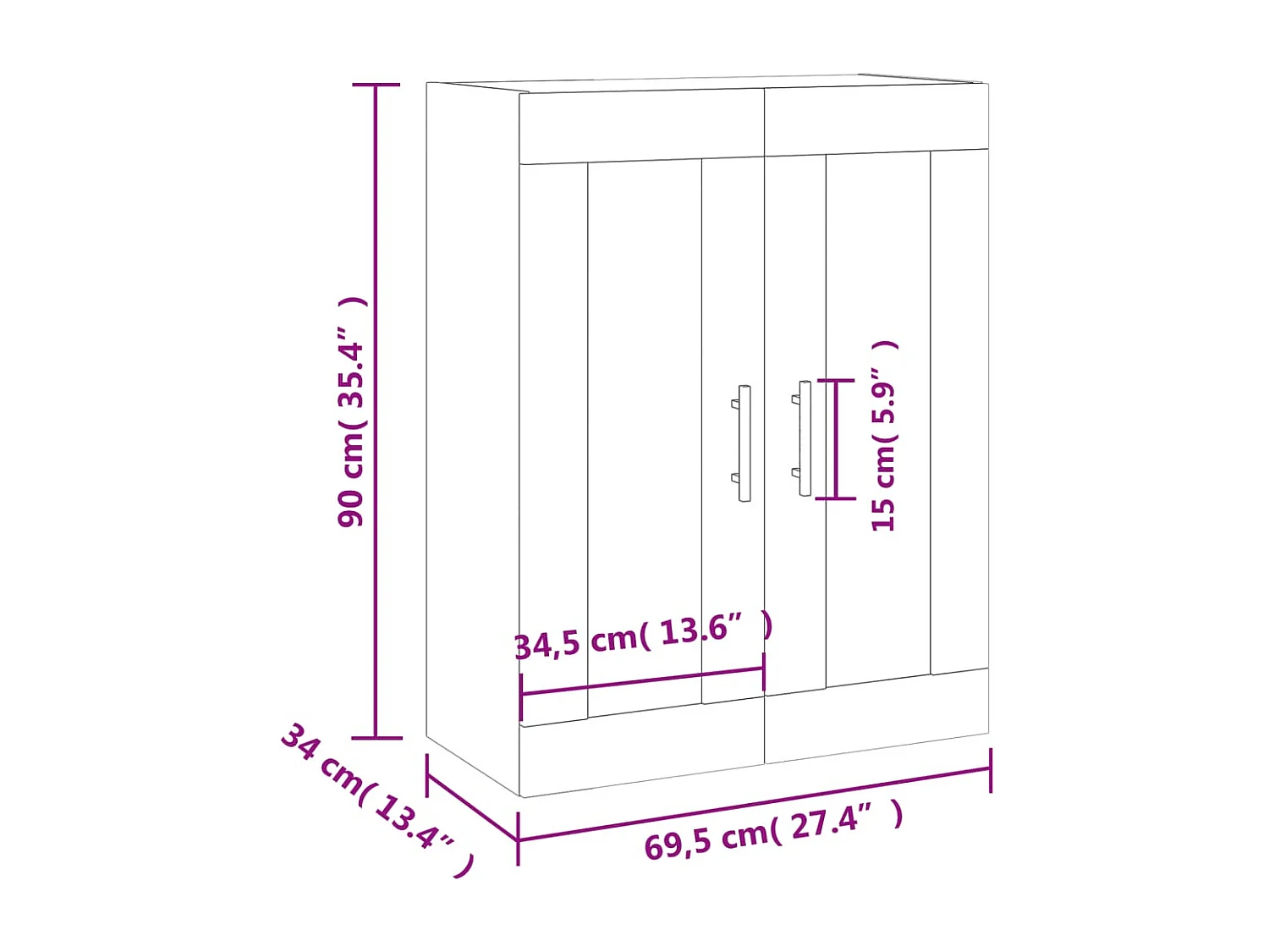 Armoire murale chêne marron 69,5x34x90 cm