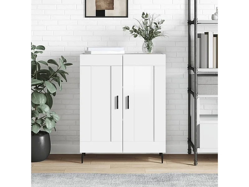 Buffet Blanc brillant 69,5x34x90 cm Bois d'ingénierie