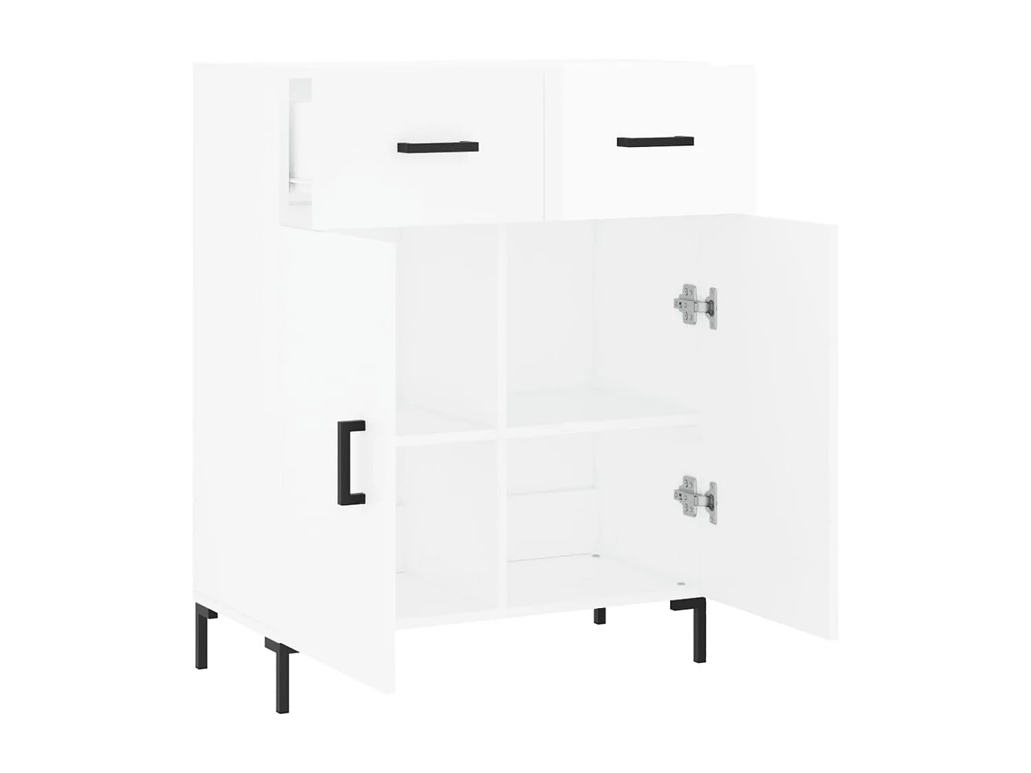 Buffet Blanc brillant 69,5x34x90 cm Bois d'ingénierie