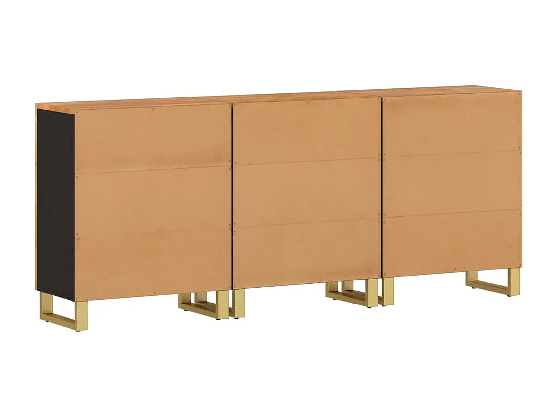 Mobiletti 3pz Marrone e Nero 60x33,5x75 cm Legno Massello Mango