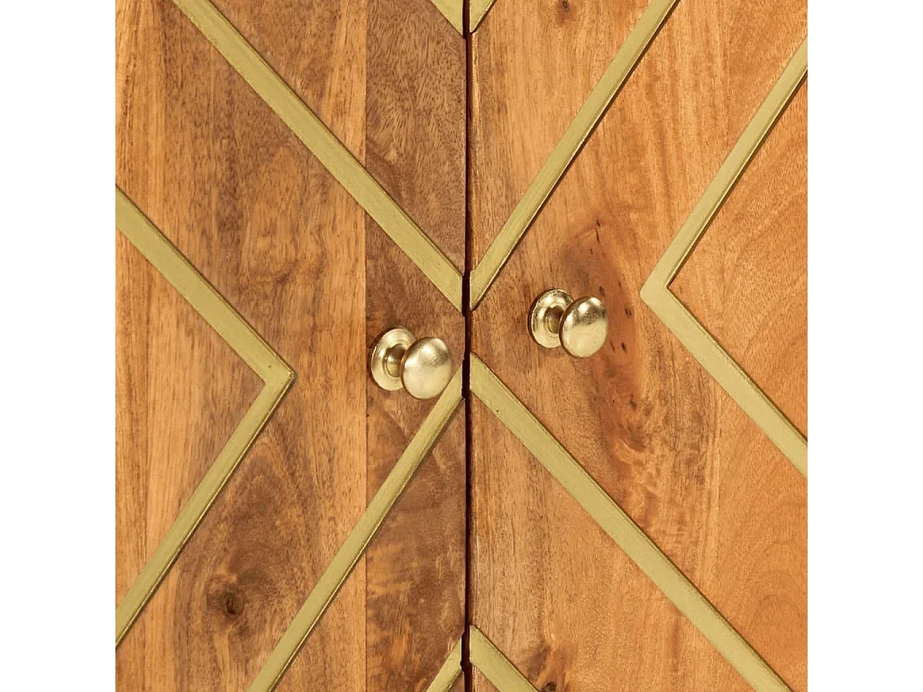 Mobiletti 3pz Marrone e Nero 60x33,5x75 cm Legno Massello Mango