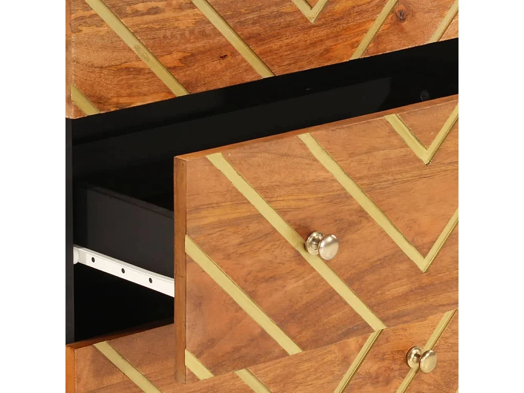 Mobiletti 3pz Marrone e Nero 60x33,5x75 cm Legno Massello Mango