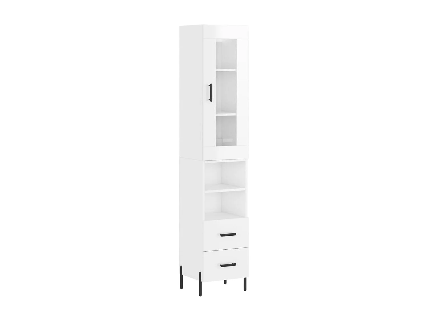 Credenza 34,5x34x180 cm in Legno Multistrato Bianco Lucido