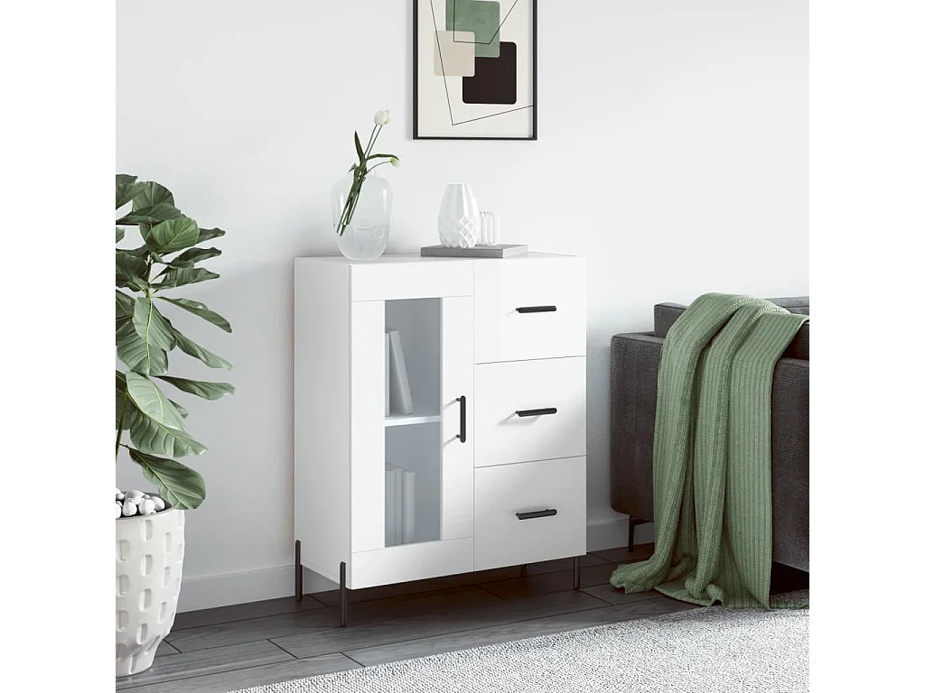 Credenza 69,5x34x90 cm in Legno Multistrato Bianco Lucido