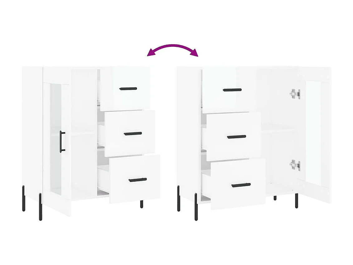 Credenza 69,5x34x90 cm in Legno Multistrato Bianco Lucido