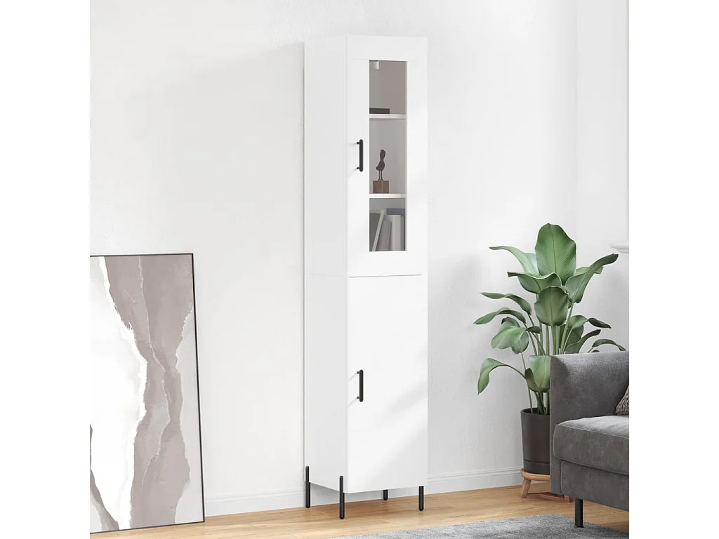 Buffet haut Blanc 34,5x34x180 cm Bois d'ingénierie