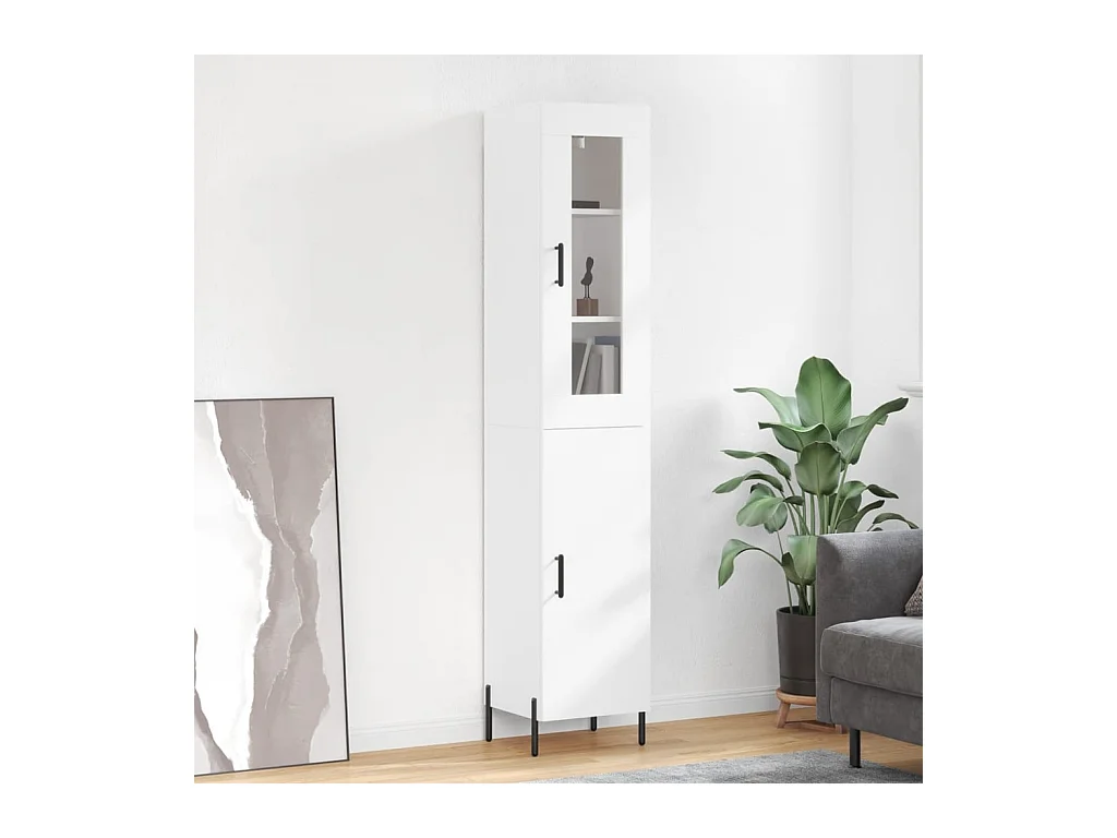 Credenza Bianca 34,5x34x180 cm in Legno Multistrato