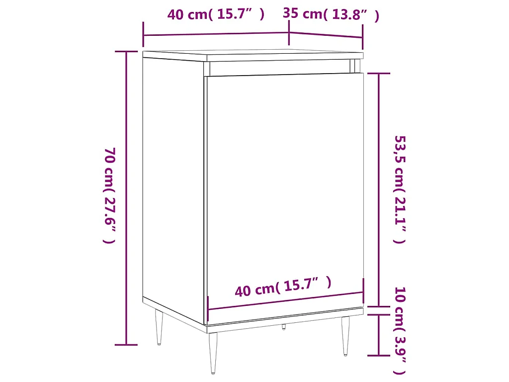 Buffet gris béton 40x35x70 cm bois d'ingénierie