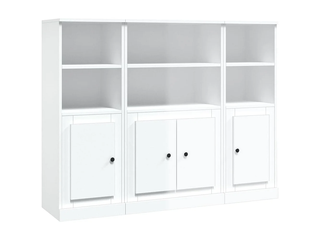 Credenze 3 pz Bianco Lucido in Legno Multistrato