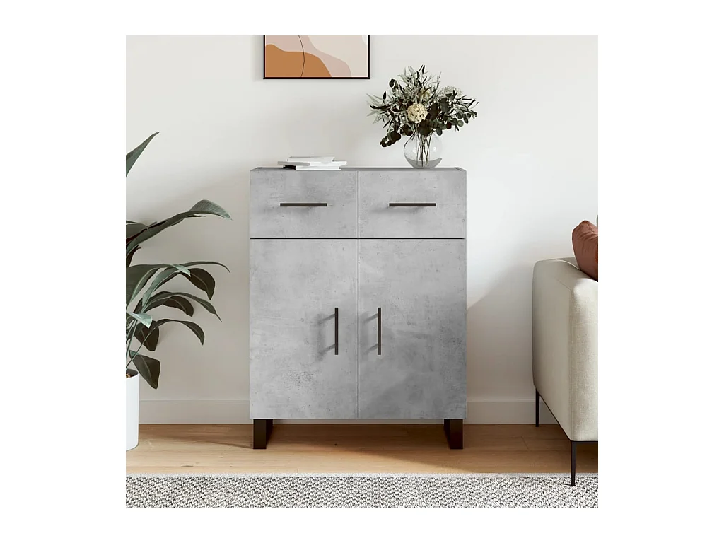 Buffet gris béton 69,5x34x90 cm bois d'ingénierie