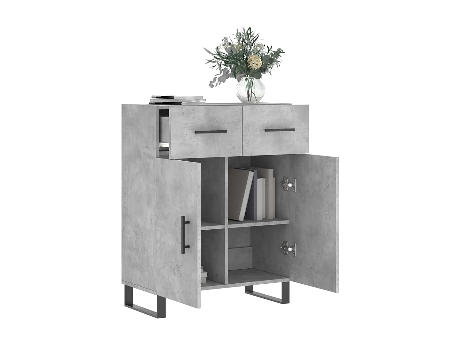 Buffet gris béton 69,5x34x90 cm bois d'ingénierie