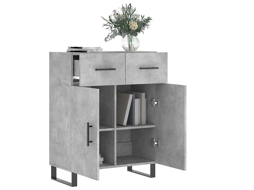Dressoir 69,5x34x90 cm bewerkt hout betongrijs