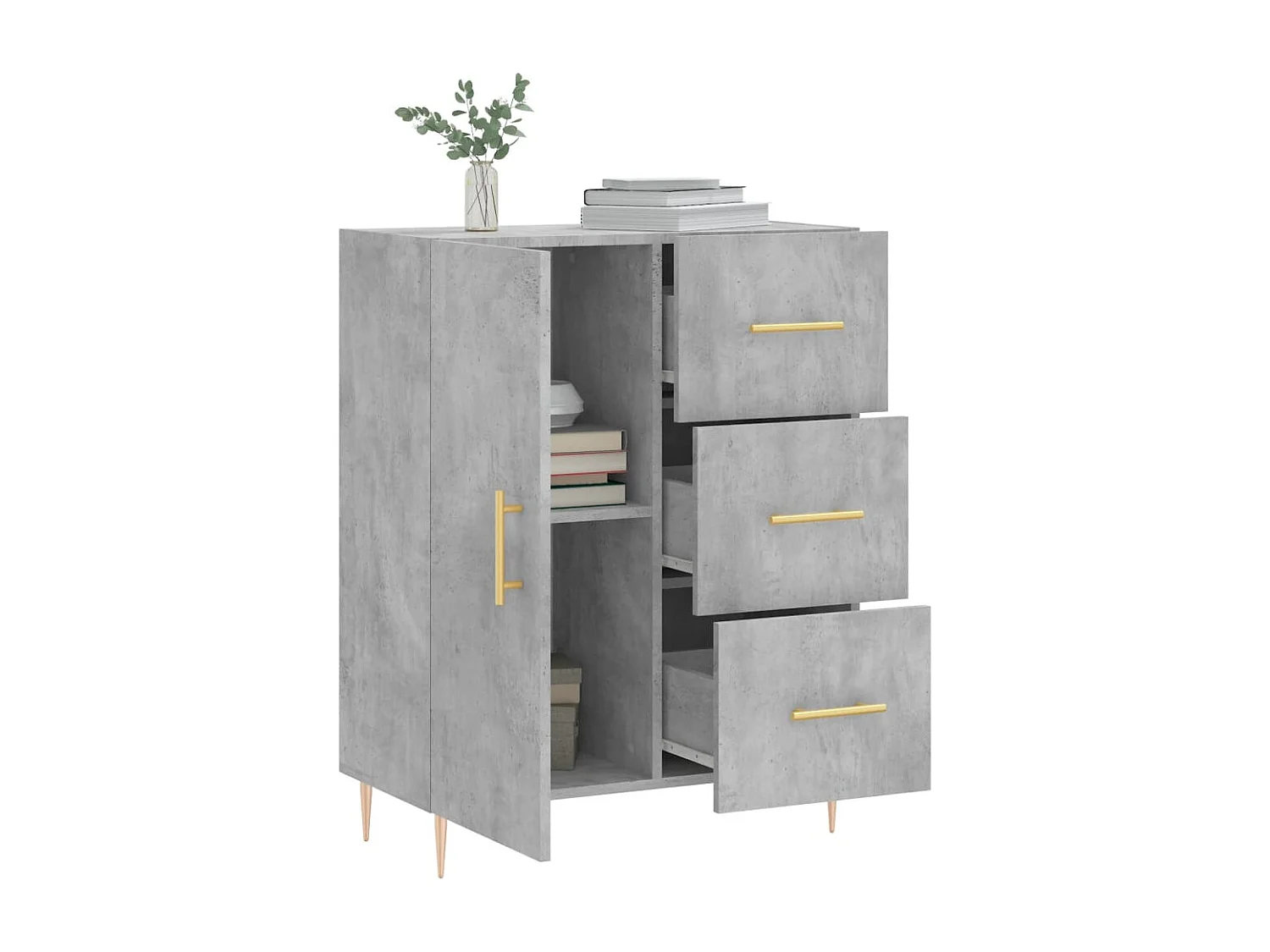 Buffet gris béton 69,5x34x90 cm bois d'ingénierie