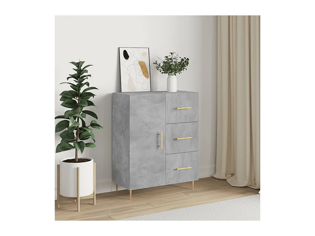 Buffet gris béton 69,5x34x90 cm bois d'ingénierie