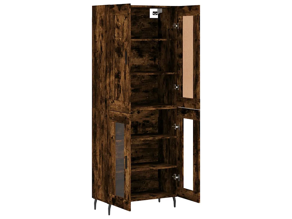 Buffet haut Chêne fumé 69,5x34x180 cm Bois d'ingénierie