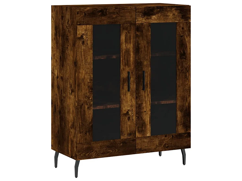 Buffet haut Chêne fumé 69,5x34x180 cm Bois d'ingénierie