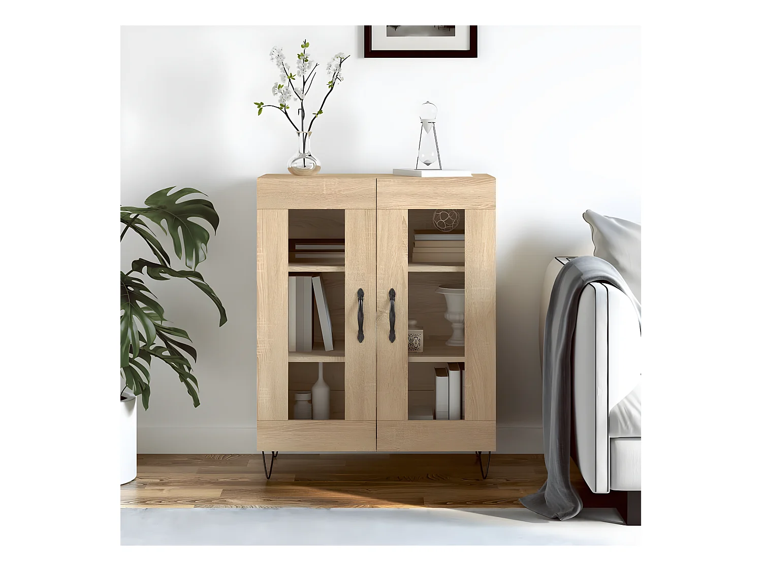 Buffet chêne sonoma 69,5x34x90 cm bois d'ingénierie